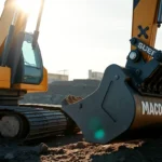 Efficient excavator rental service demonstrating a powerful tracked machine in operation on a construction site for heavy-duty projects.