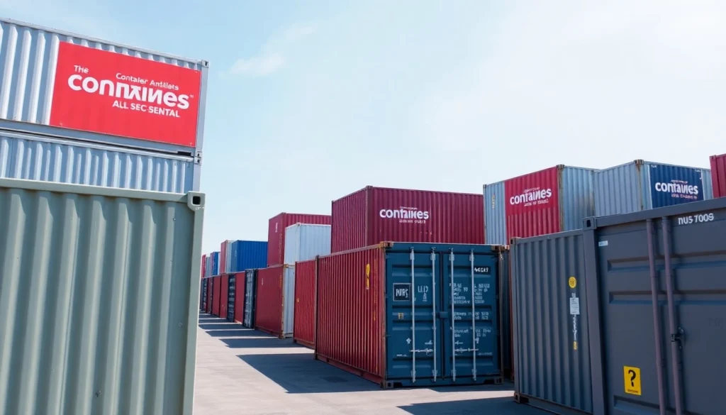 Efficient container rental services showcasing secure shipping containers ready for delivery at a modern site in the UK.