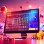Digital illustration of an online sportsbook and casino platform with vibrant colors and dynamic elements.