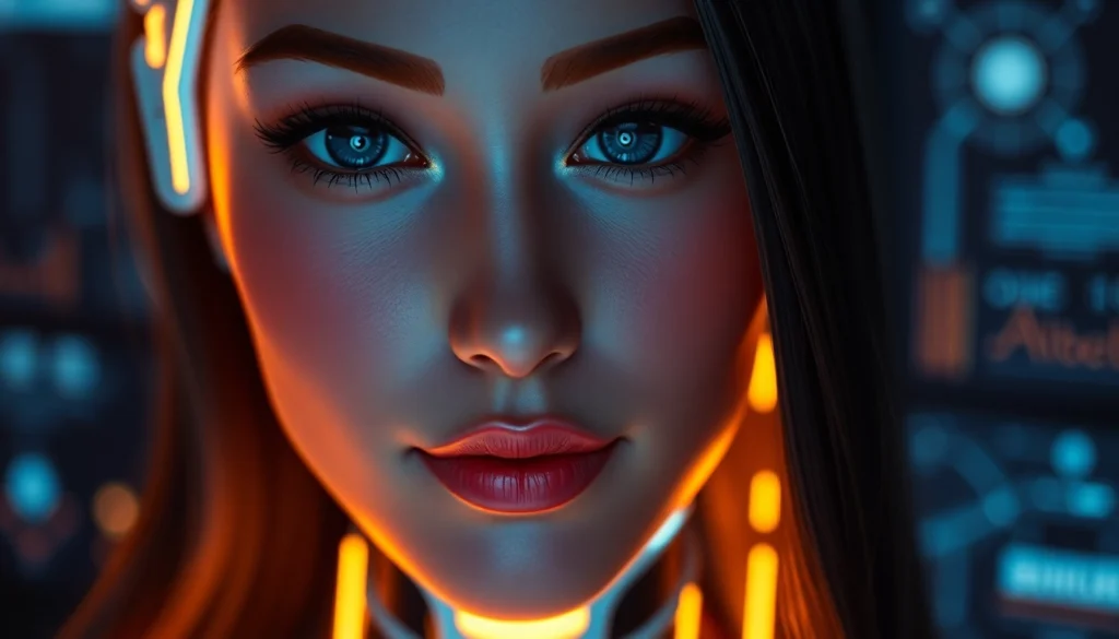 AI girlfriend engaging in a realistic and unfiltered NSFW chat on a sleek digital interface, showcasing intimacy and advanced AI features.